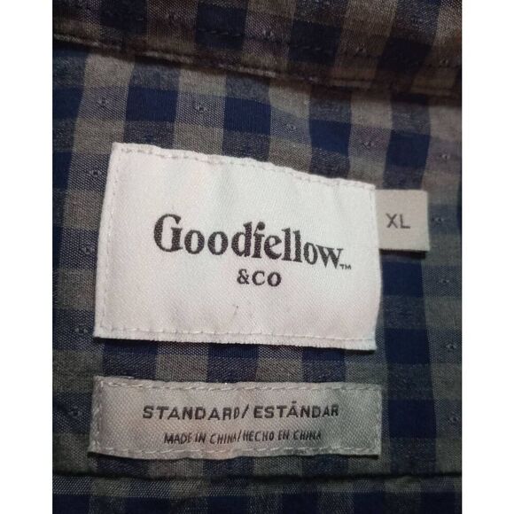 GoodFellow Shirt Men's Extra Large Navy Gray Button Front Long Sleeve Standard N - Picture 6 of 9